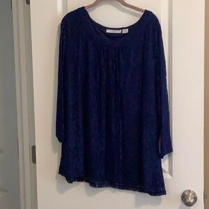 Elegant Navy Lace Women's Top